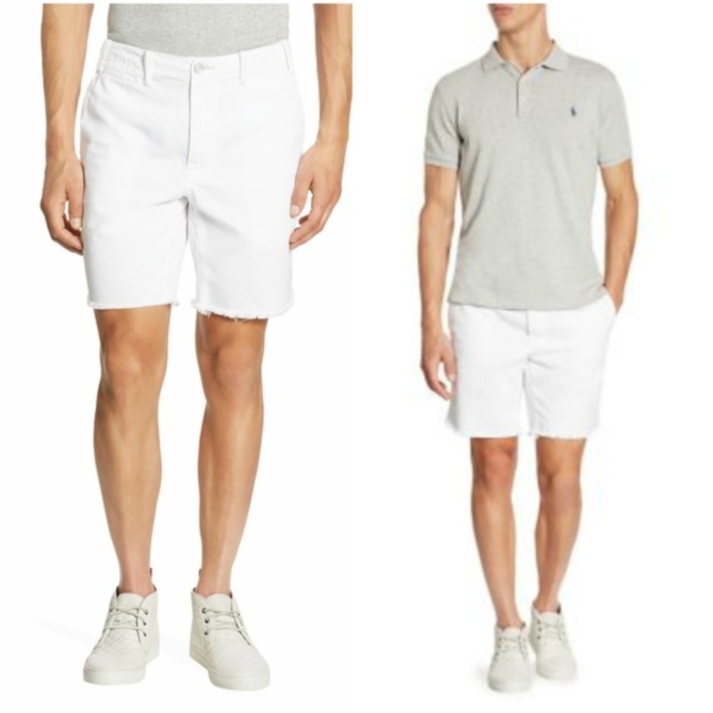 POLO RALPH LAUREN Frayed Hem Chino Shorts White 38